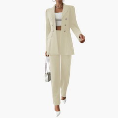 Zweiteiliger Anzug mit Damen - Blazer und geraden Hosen in Aprikose