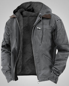 Jan | Herren Casual Bikerjacke mit Kapuze in Grau