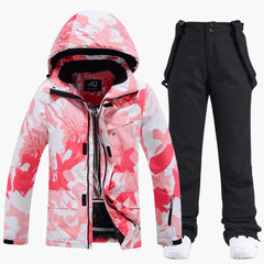 Zweiteiliger Skianzug für Damen in Rosa / Schwarz