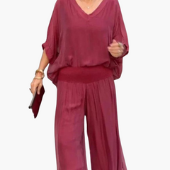 Astrid | Zweiteiliges Boho-Set in Weinrot