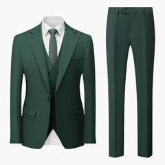Eleganter Slim Fit Anzug - Herren 3-teilig für Business in Dunkelgrün
