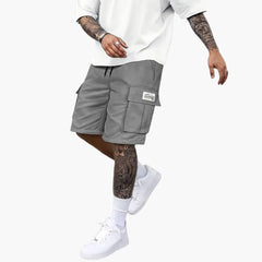 Herren Sommer Cargo Shorts mit Taschen und Kordelzugbund in Grau