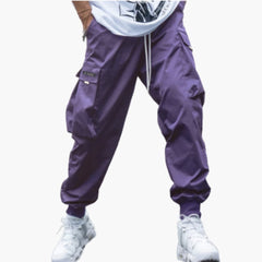 Herren-Cargo-Joggerhose mit Kordelzug und elastischen Bündchen in Violett