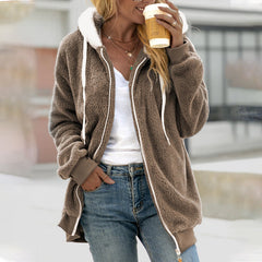 WarmUp Kuschelige Kapuzenjacke mit weitem Schnitt in Khaki