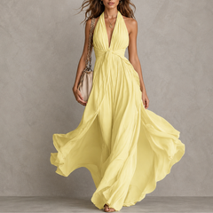 Olyra - Soft-Touch Maxi-Abendkleid in Gelb