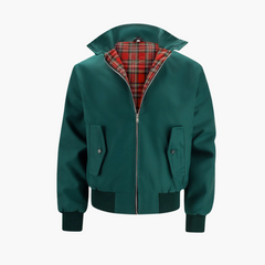 Herren Harrington Bomberjacke mit Tartan Futter in Grün