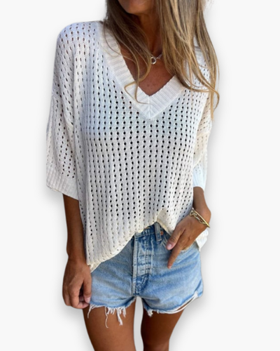 Damen Elegantes Freizeit Top | V-Ausschnitt Tops Damen