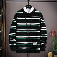 Pinet - Moderner Pullover Herren Weichgestrickt für Herbst und Winter Vielseitig und Gemütlich in Schwarz gestreift