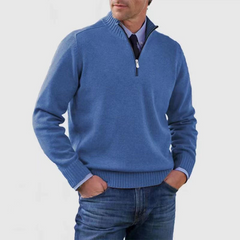 Pullover Herren Half Zip Modern | Warm Komfort Freizeit in Blau