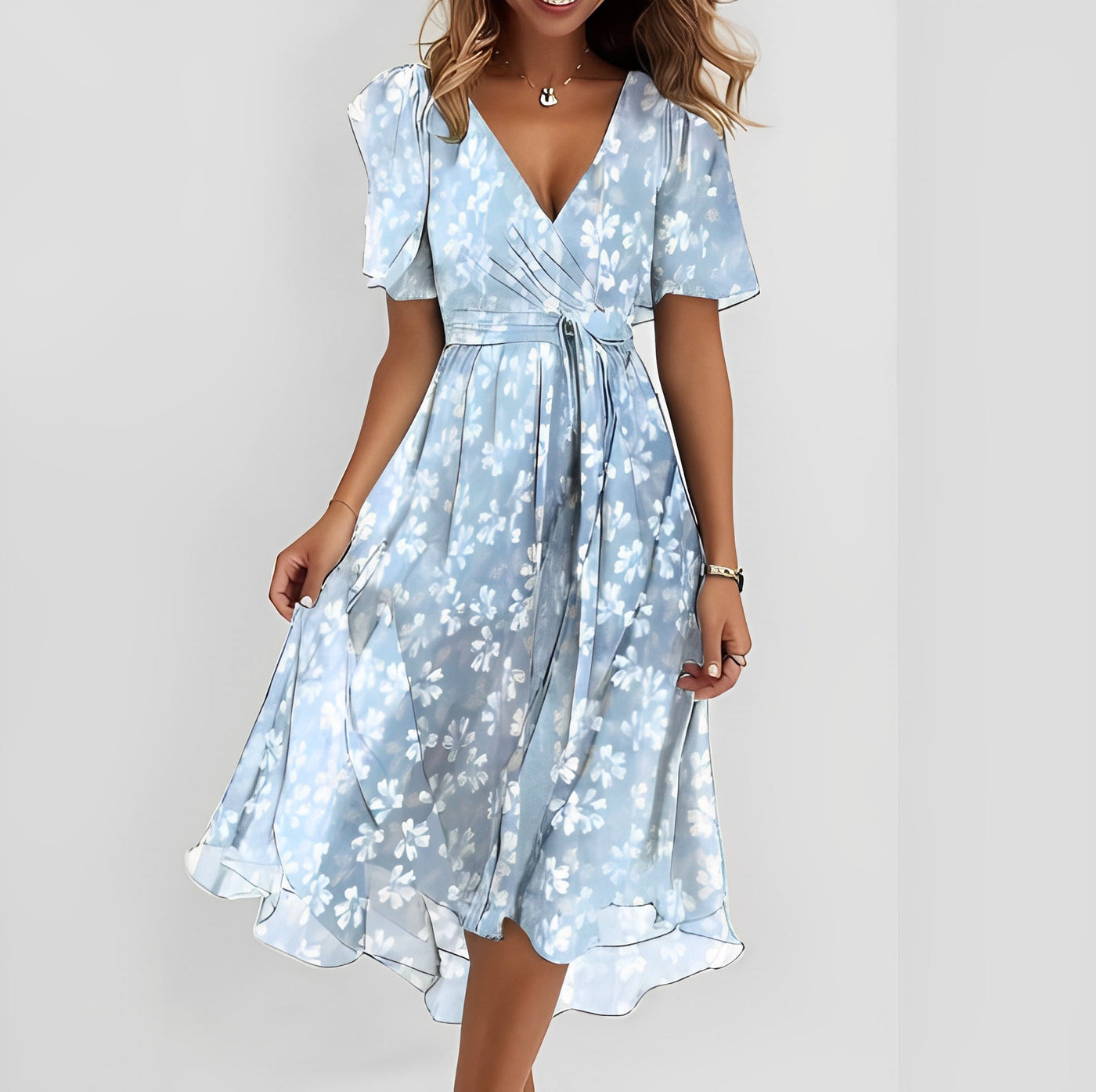 Valerie - V-Ausschnitt-Chiffonkleid für Damen