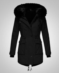 Elena | Damen Gefütterte Winter Parka Jacke in Schwarz