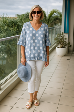 Nel™ | Elegante Polka-Dot-Bluse in Blau