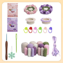 2+2 Gratis | GarnBlüte™ Stressfreier Häkelspaß in 🌼2 Lila + 2 Rosa