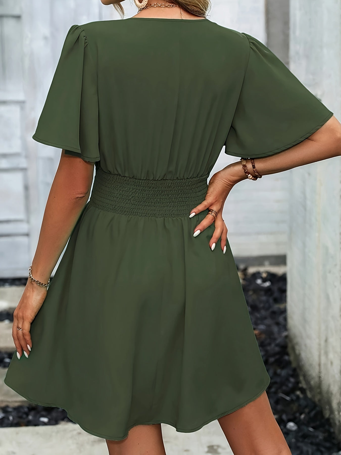 Helen - Kleid mit V-Ausschnitt und Falten für Damen