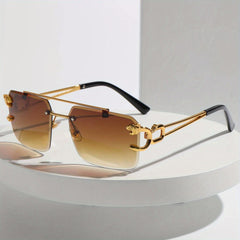 Retro-Stil Rahmenlose Sonnenbrille für Herren | Ideal für den täglichen Gebrauch im Freien in Braun