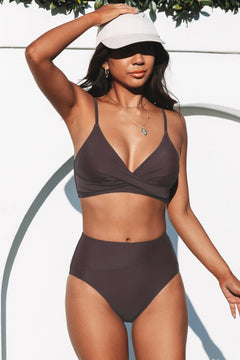 Mia | Hochtailliertes Bikini-Set in Dunkelbraun