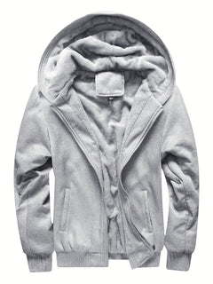 Herren Reißverschlussjacke mit Kapuze | Fleecefutter Langarm in Grau