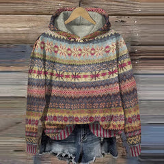 Annika - Ethnischer Kapuzenpullover in Braun