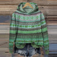 Annika - Ethnischer Kapuzenpullover in Grün