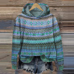 Annika - Ethnischer Kapuzenpullover in Blau