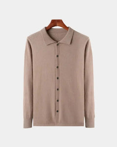 Adam | Herren Polo-Strickjacke – Gestrickte Polo Cardigan Herren in Camel