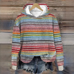 Maacah - Stilvolle Kapuzenjacke mit Streifen in Rot