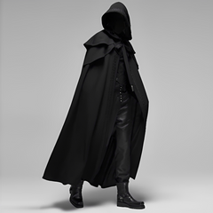 Lucien - Eleganter Gothic-Mantel mit Kapuze in Schwarz
