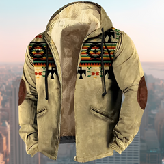Laszlo - Hoodie-Jacke im Retro-Design in Khaki