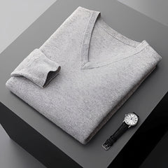 Walter - Bequemer V-Pullover in Grau