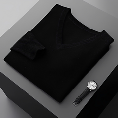 Walter - Bequemer V-Pullover in Schwarz