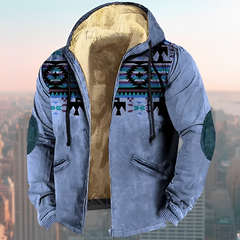 Laszlo - Hoodie-Jacke im Retro-Design in Blau