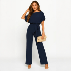 Nora - Stilvoller Jumpsuit mit Gürtel in Dunkelblau