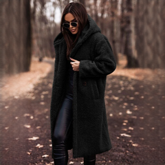 Yancy - Moderner und warmer langer Mantel in Schwarz