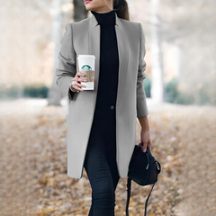 Savannah - Stilvoller langer Blazer in Hellgrau