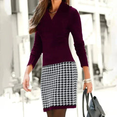 Mara - Elegantes Einteiliges Damen Kleid in Weinrot