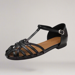Stella® | Atmungsaktiver, handgefertigter Sandale in Schwarz