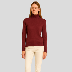 Alaina | Rollkragenpullover für Damen in Dunkelrot