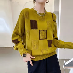 Greta | Geometrischer Strick Pullover in Gelb