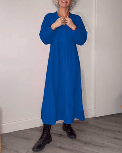 Amalia - Elegantes Kleid mit V-Ausschnitt und langen Ärmeln