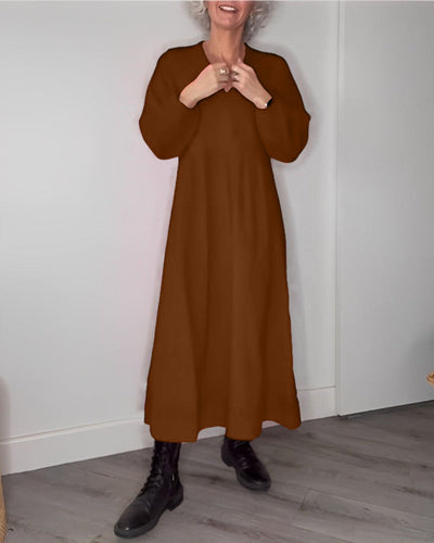 Amalia - Elegantes Kleid mit V-Ausschnitt und langen Ärmeln