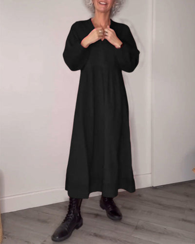 Amalia - Elegantes Kleid mit V-Ausschnitt und langen Ärmeln