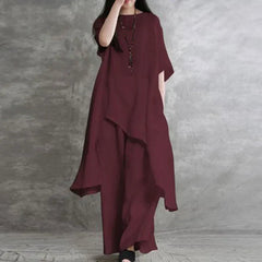 Andrada | Klassisches Set aus Hemd und Hose aus Baumwolle in Rot