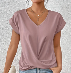 Angelika | Leichte Sommerbluse mit V Ausschnitt in Rosa