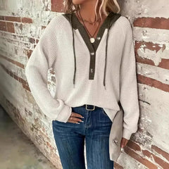 Angelina | Gemütliches Kontrast Kapuzensweatshirt in Beige