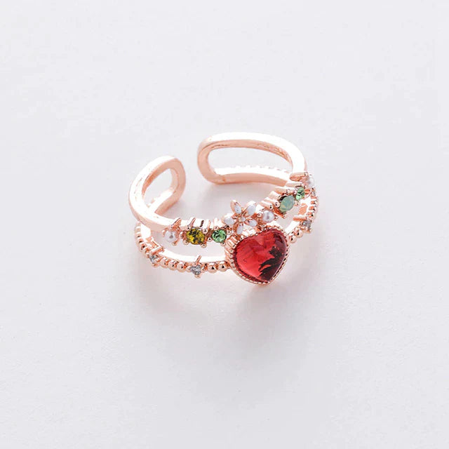 Verstellbarer Liebesring mit Kristallen in Rose