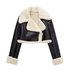 Anna | Elegante Kunstlederjacke für Damen Winter in Schwarz