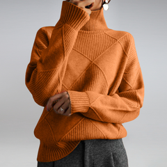 Miriam | Damen Strick Rollkragenpullover in Orange