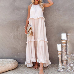 Agatha - Stilvolles langes Kleid in Beige