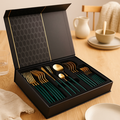 Ardenza | 24-teiliges Western-Steakbesteck-Set in Grünes Gold