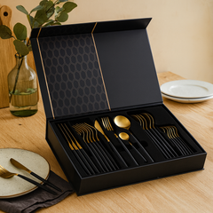 Ardenza | 24-teiliges Western-Steakbesteck-Set in Schwarzes Gold